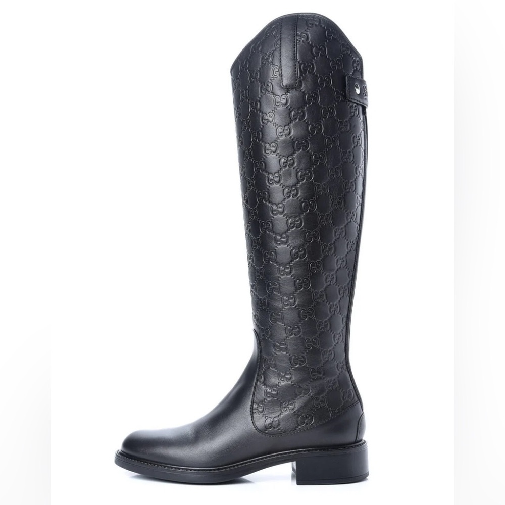 Gucci Calfskin Miro Soft Knee High Riding Boots 36 1/2 Black
